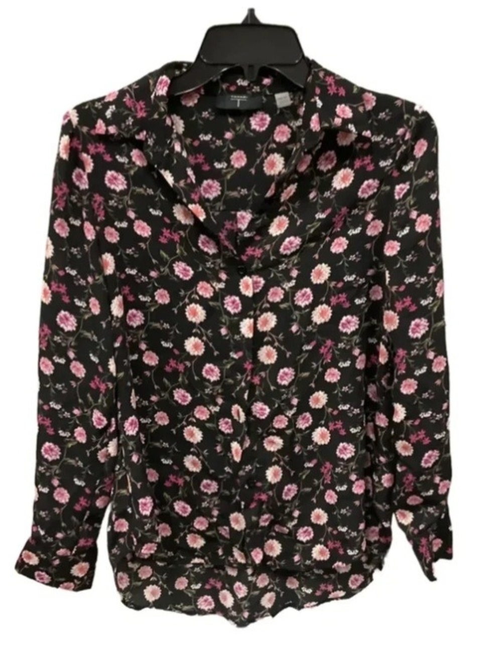 Elie Tahari Black Dahlia Floral LS Blouse | Medium